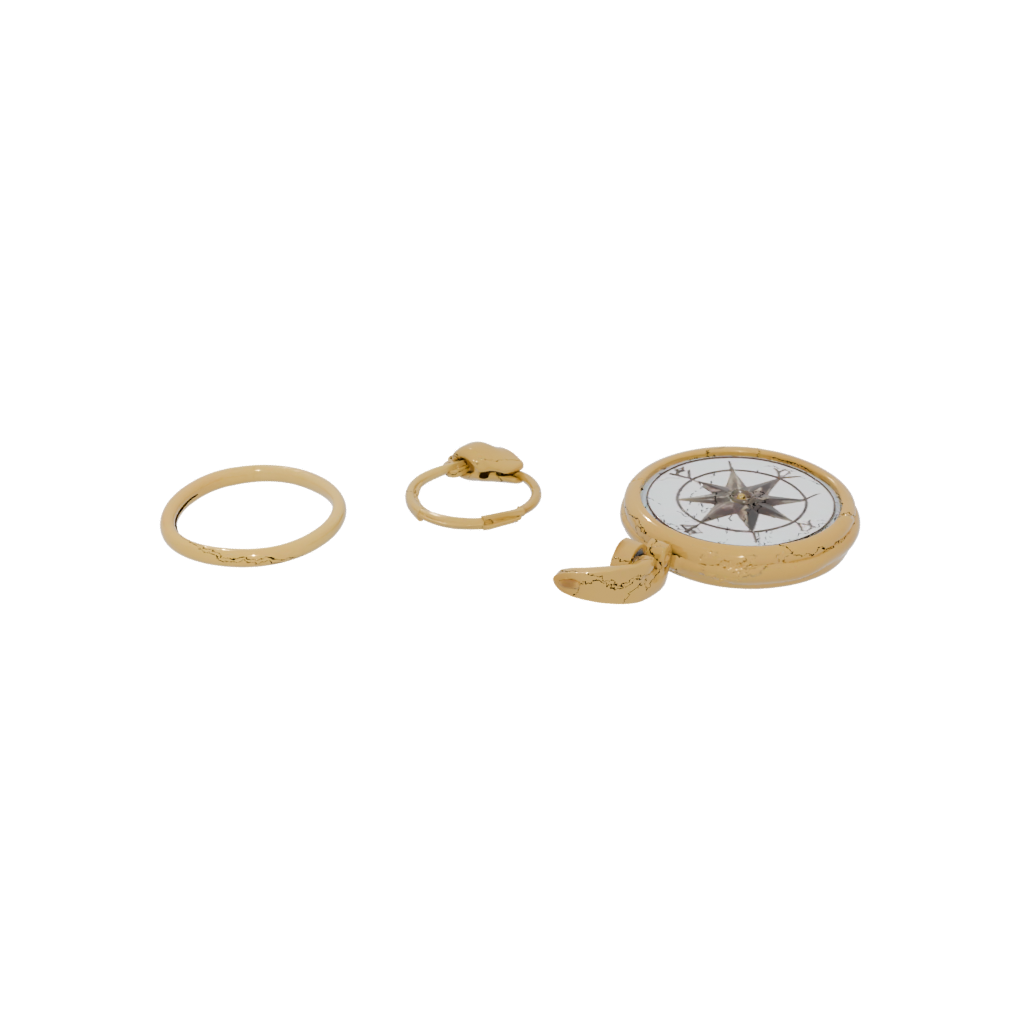 Gold Outline Compass Charm