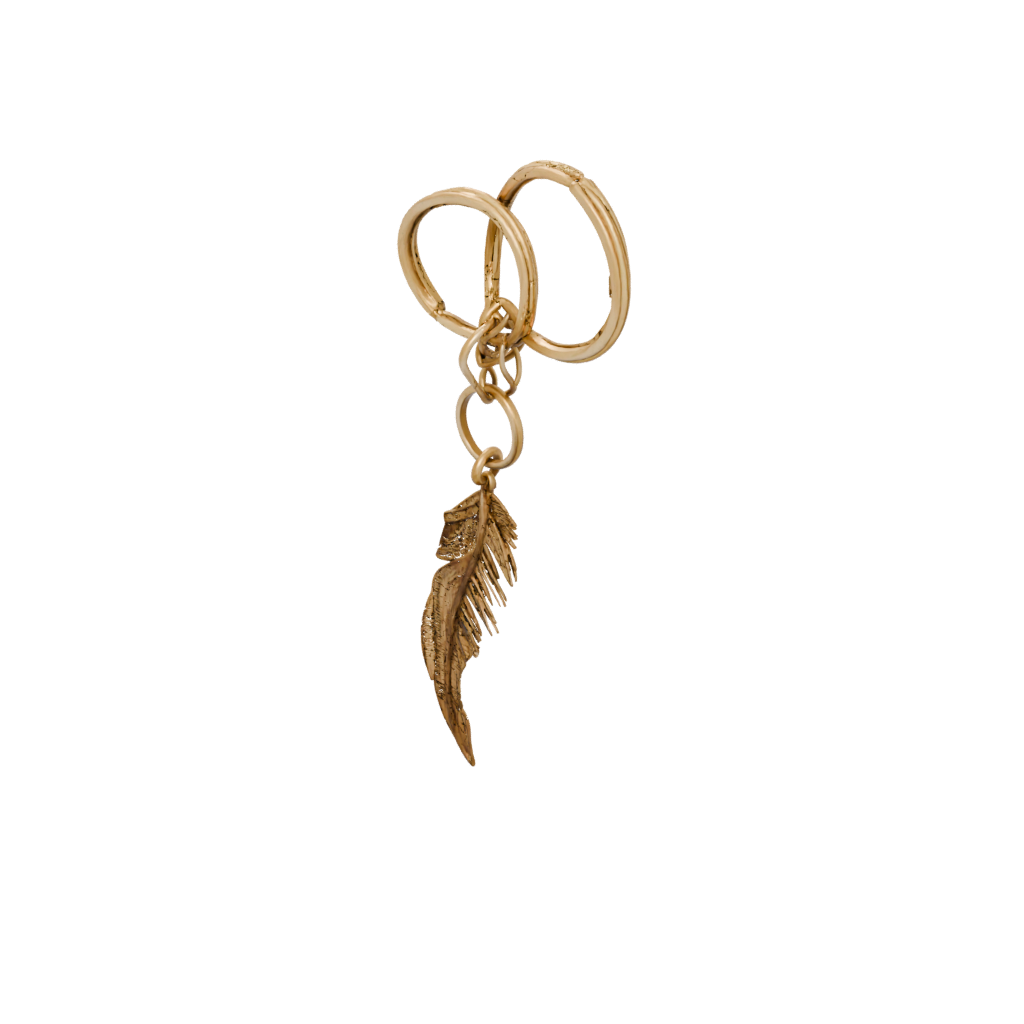 Gold Outline Feather Charm