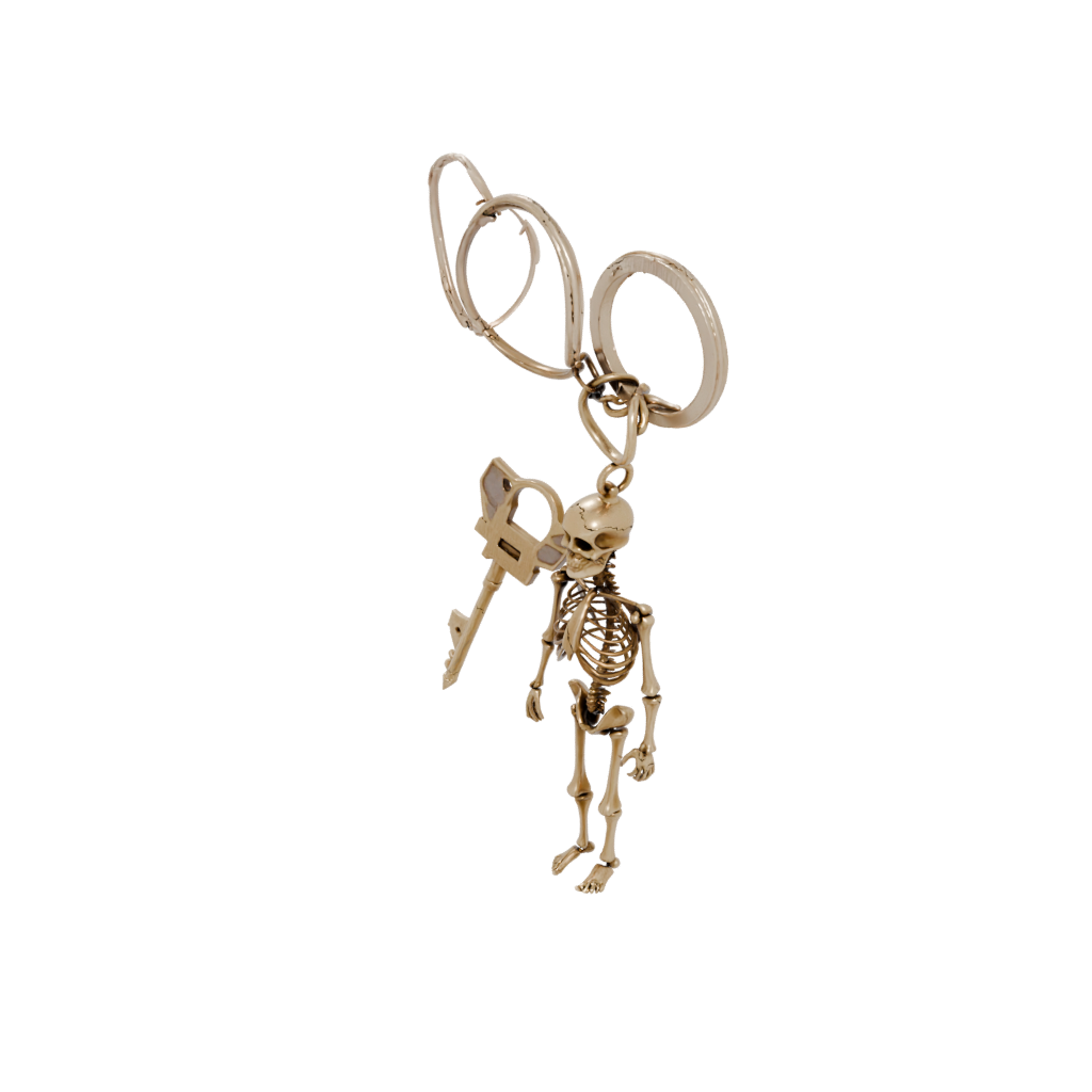Gold Outline Key Skeleton Charm