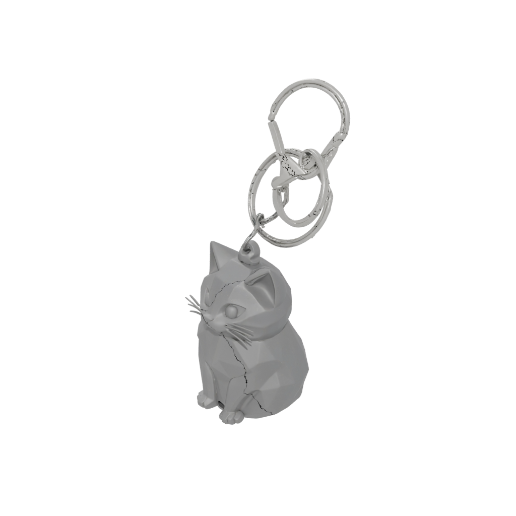 Low-Poly 3D Cat Silhouette Charm
