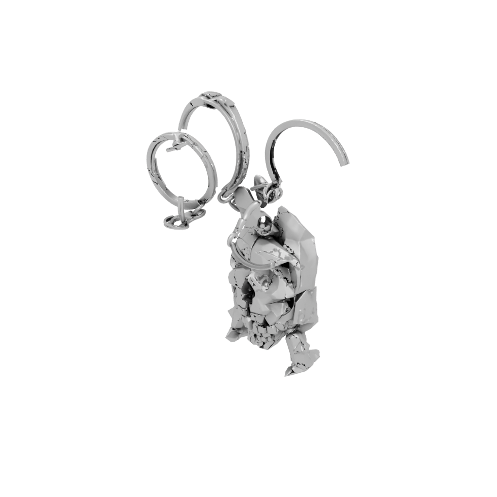 Low-Poly 3D Key Skeleton Charm