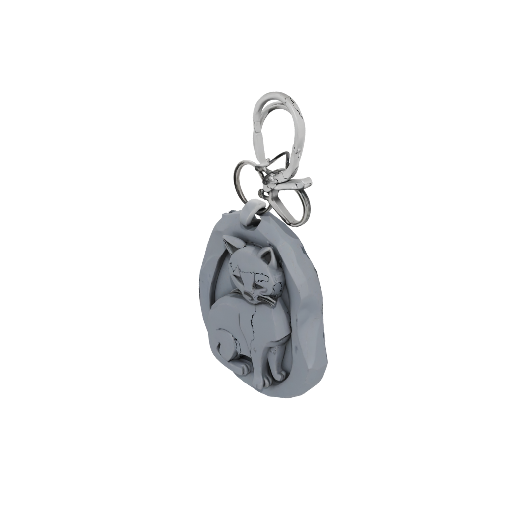 Low-Poly Layered Cat Silhouette Charm