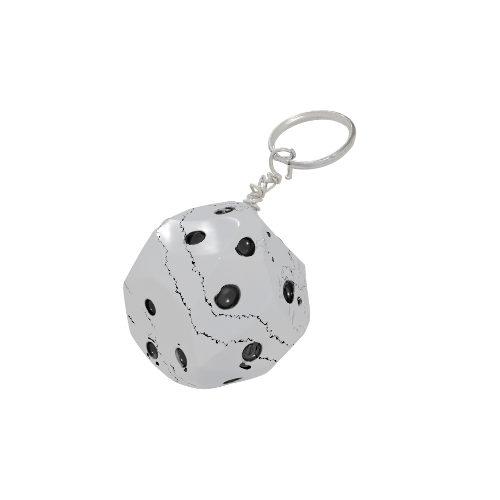 Low-Poly Outline Dice Holder Keychain