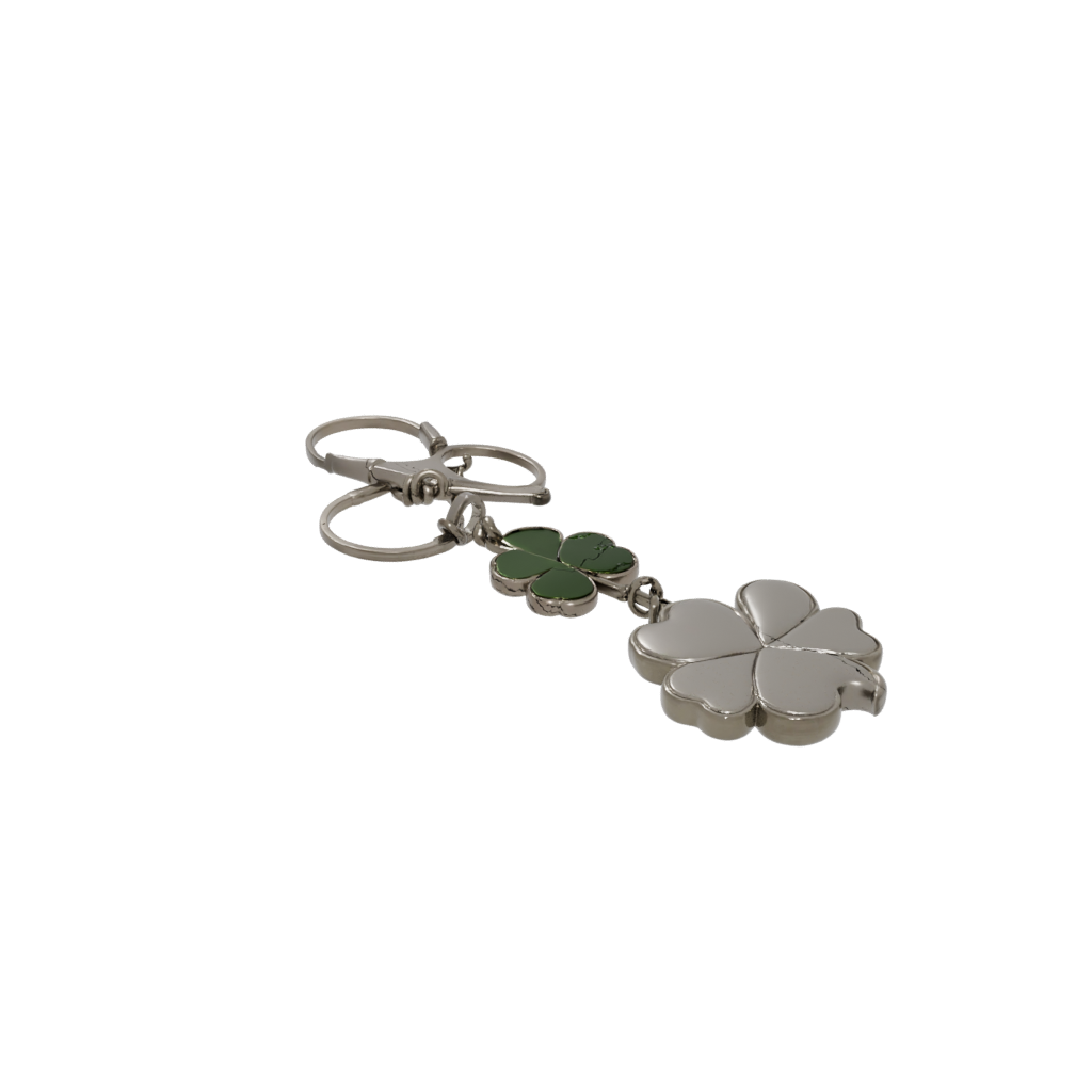 Low-Poly Outline Four-Leaf Clover Charm