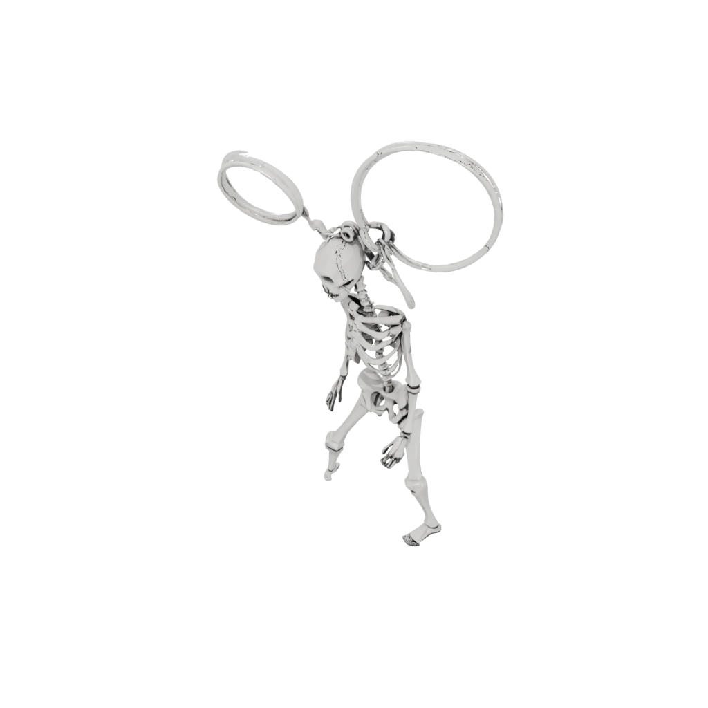 Low-Poly Outline Key Skeleton Charm