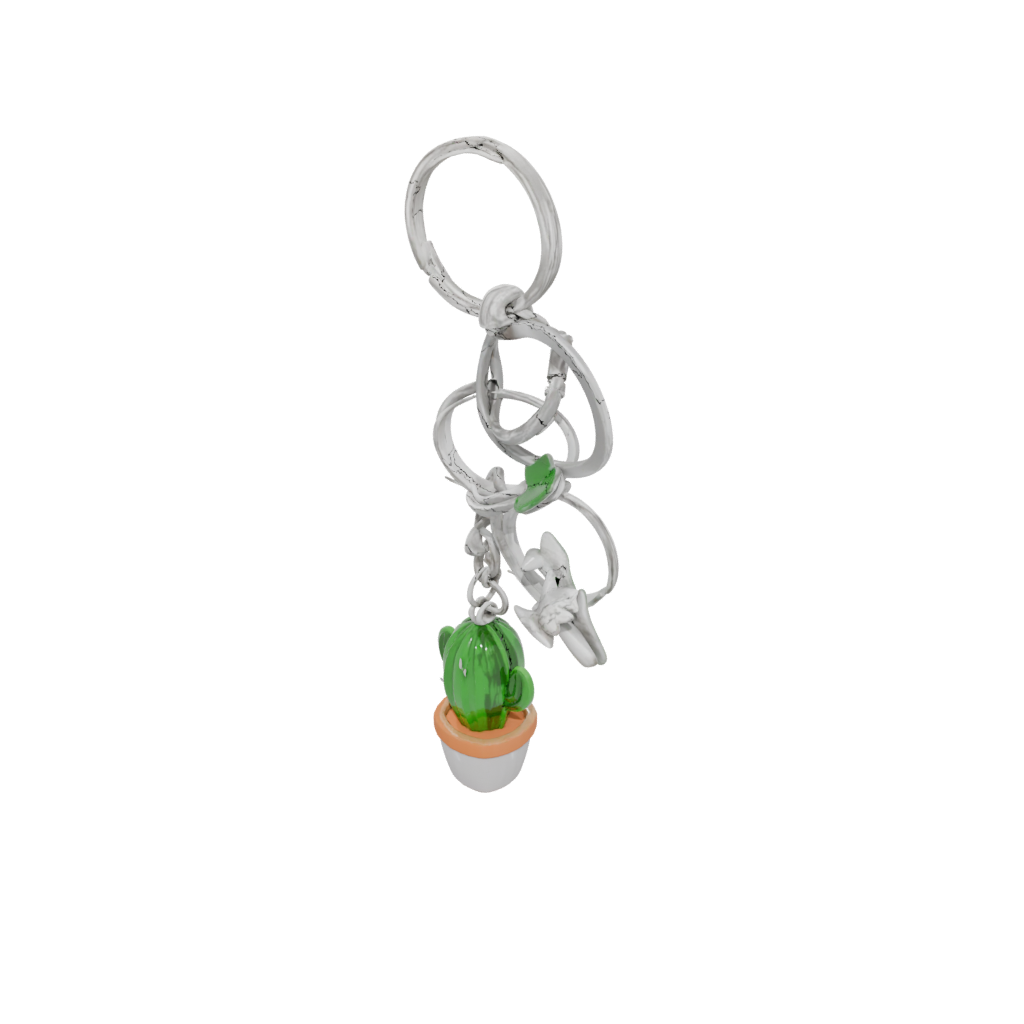 Low-Poly Outline Mini Cactus Charm