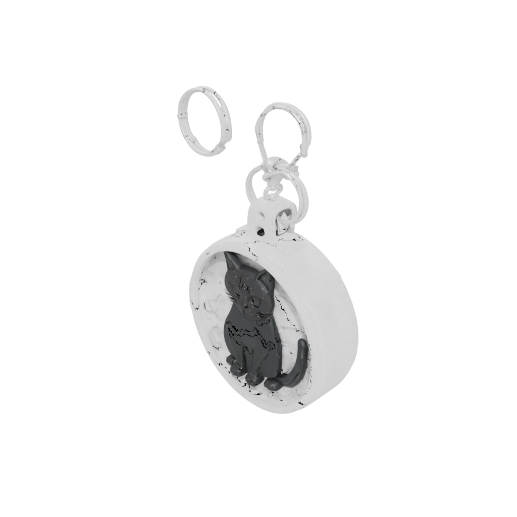 Marble 3D Cat Silhouette Charm
