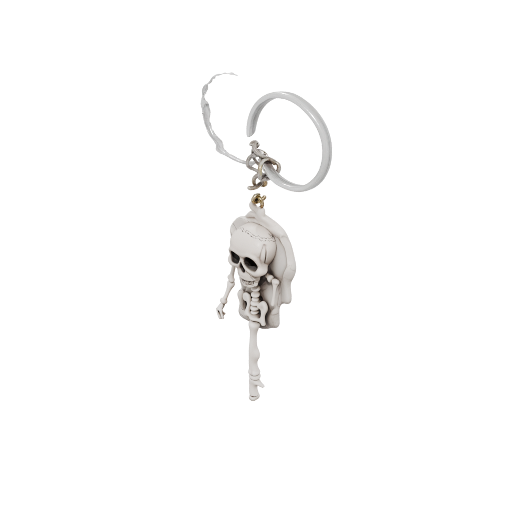 Marble 3D Key Skeleton Charm