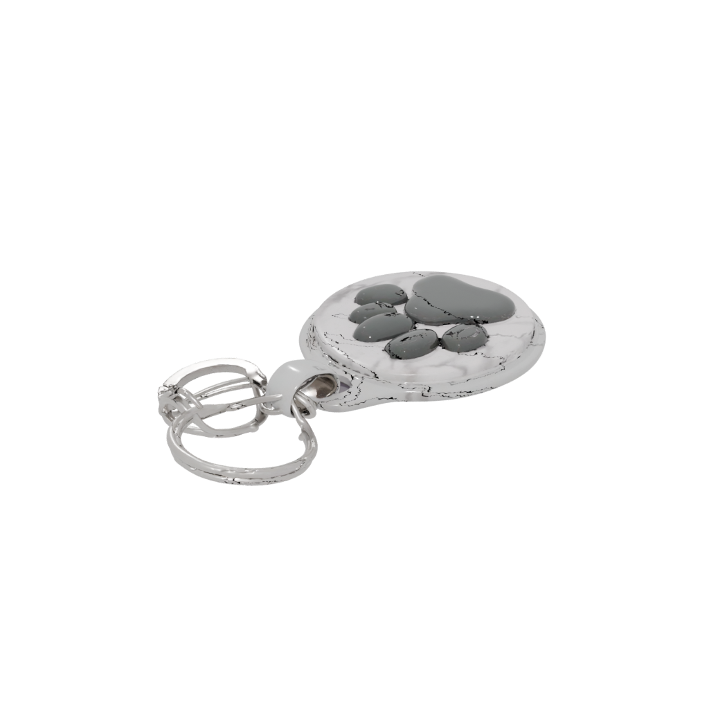 Marble 3D Paw Print Charm