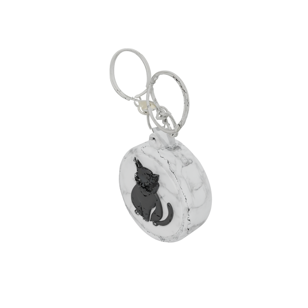 Marble Layered Cat Silhouette Charm