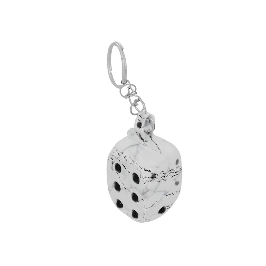 Marble Outline Dice Holder Keychain
