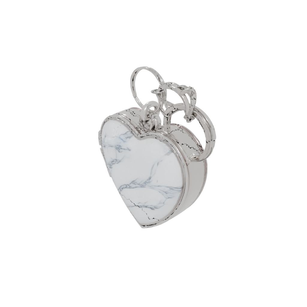 Marble Outline Heart Locket Charm