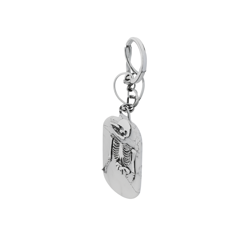 Marble Outline Key Skeleton Charm