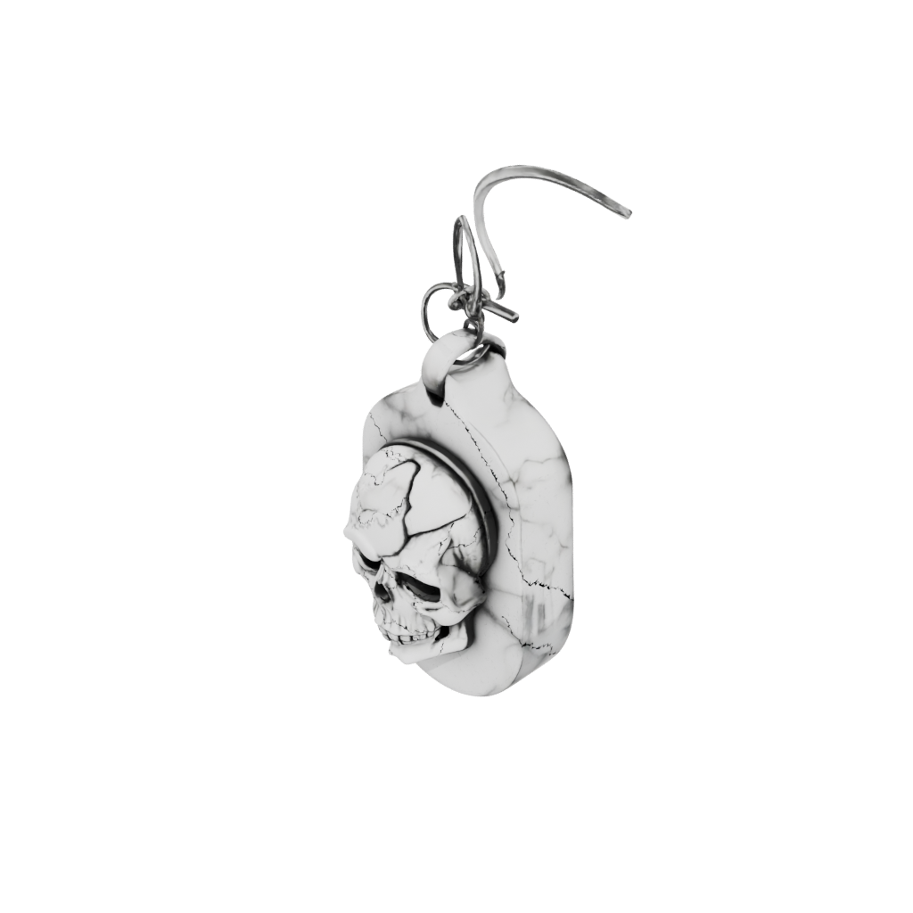 Marble Outline Skull Charm