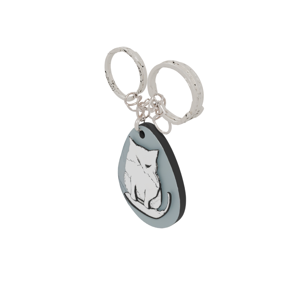 Neon Layered Cat Silhouette Charm
