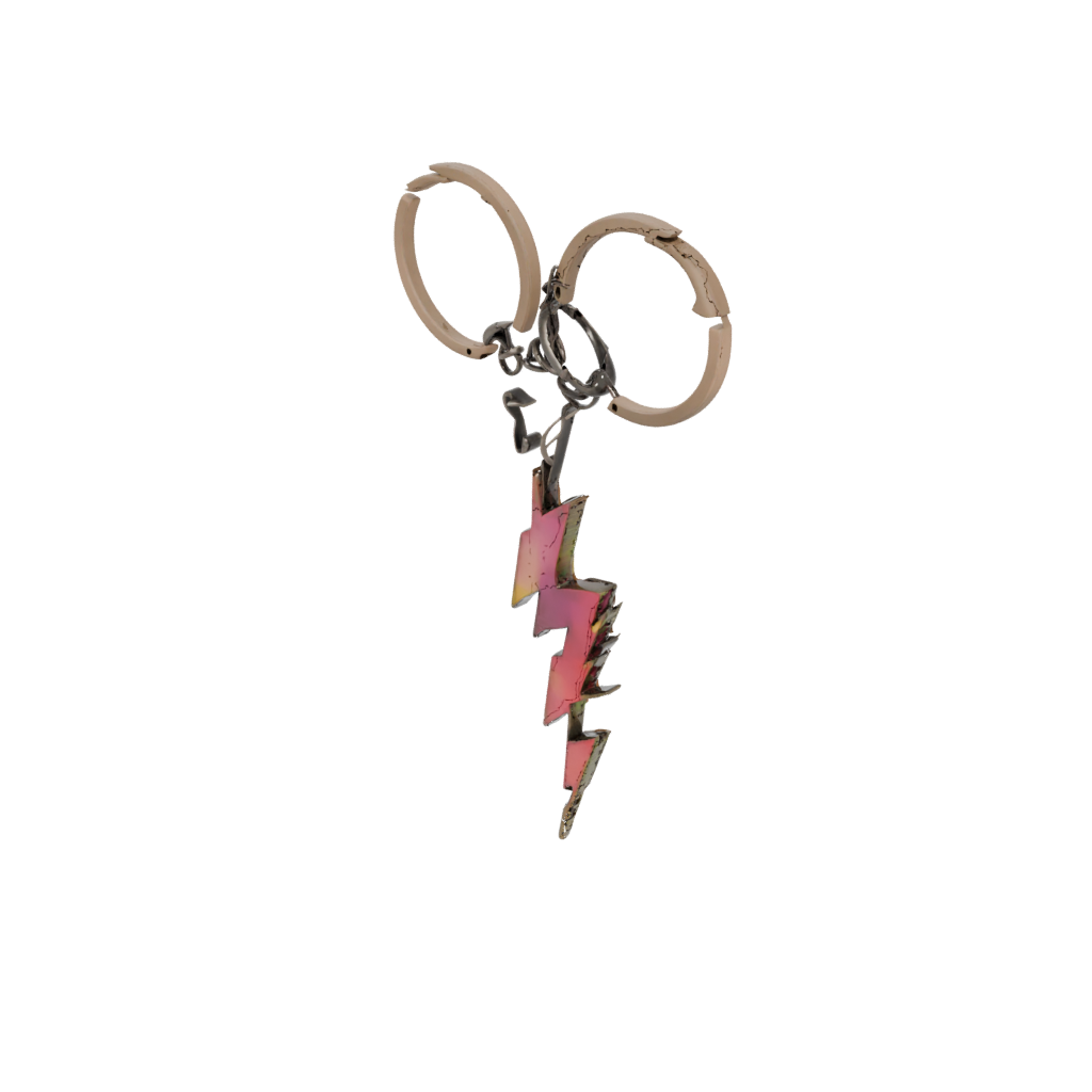 Neon Layered Lightning Bolt Charm