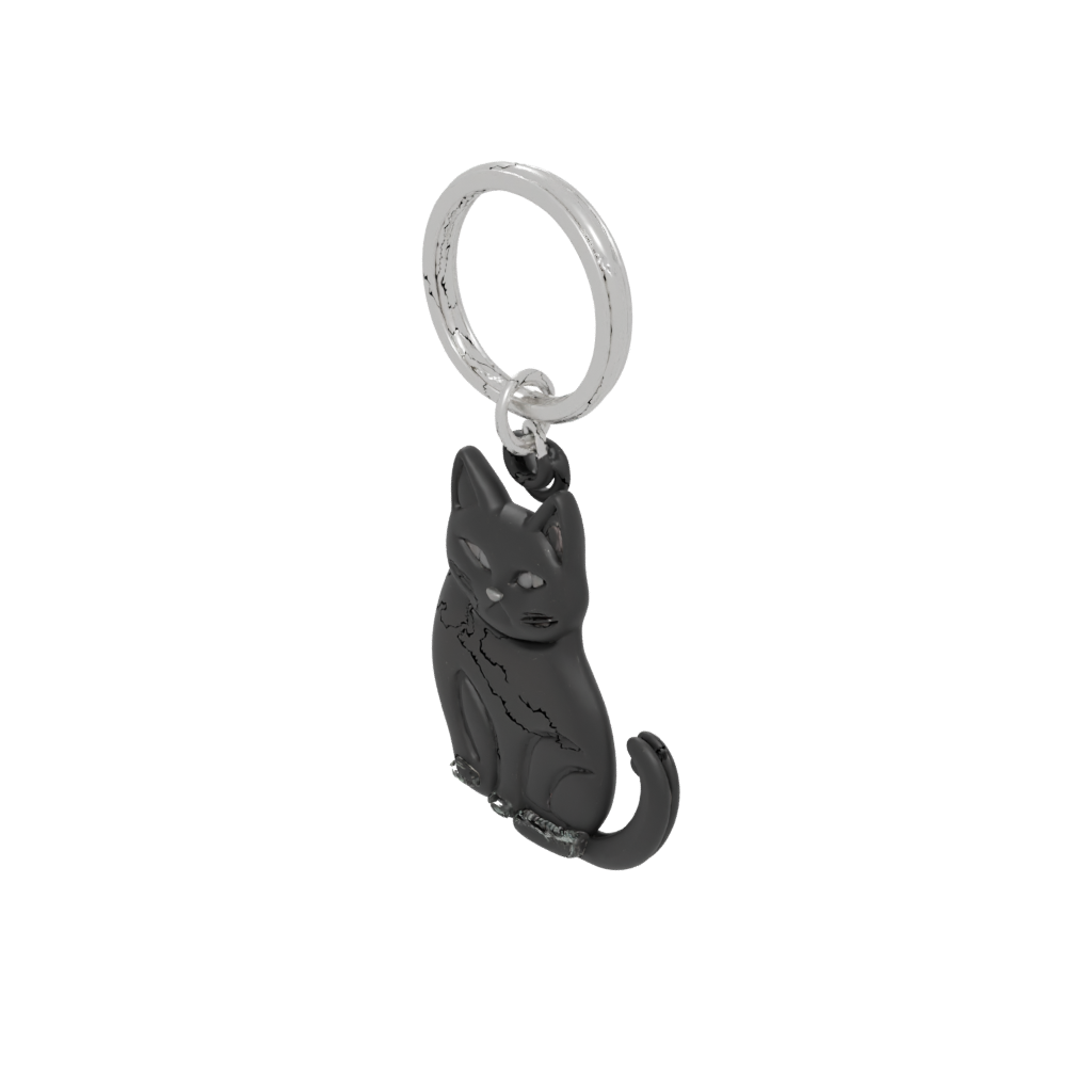 Obsidian 3D Cat Silhouette Charm