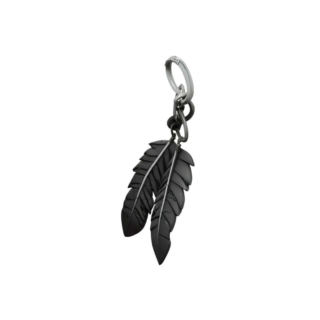 Obsidian 3D Feather Charm