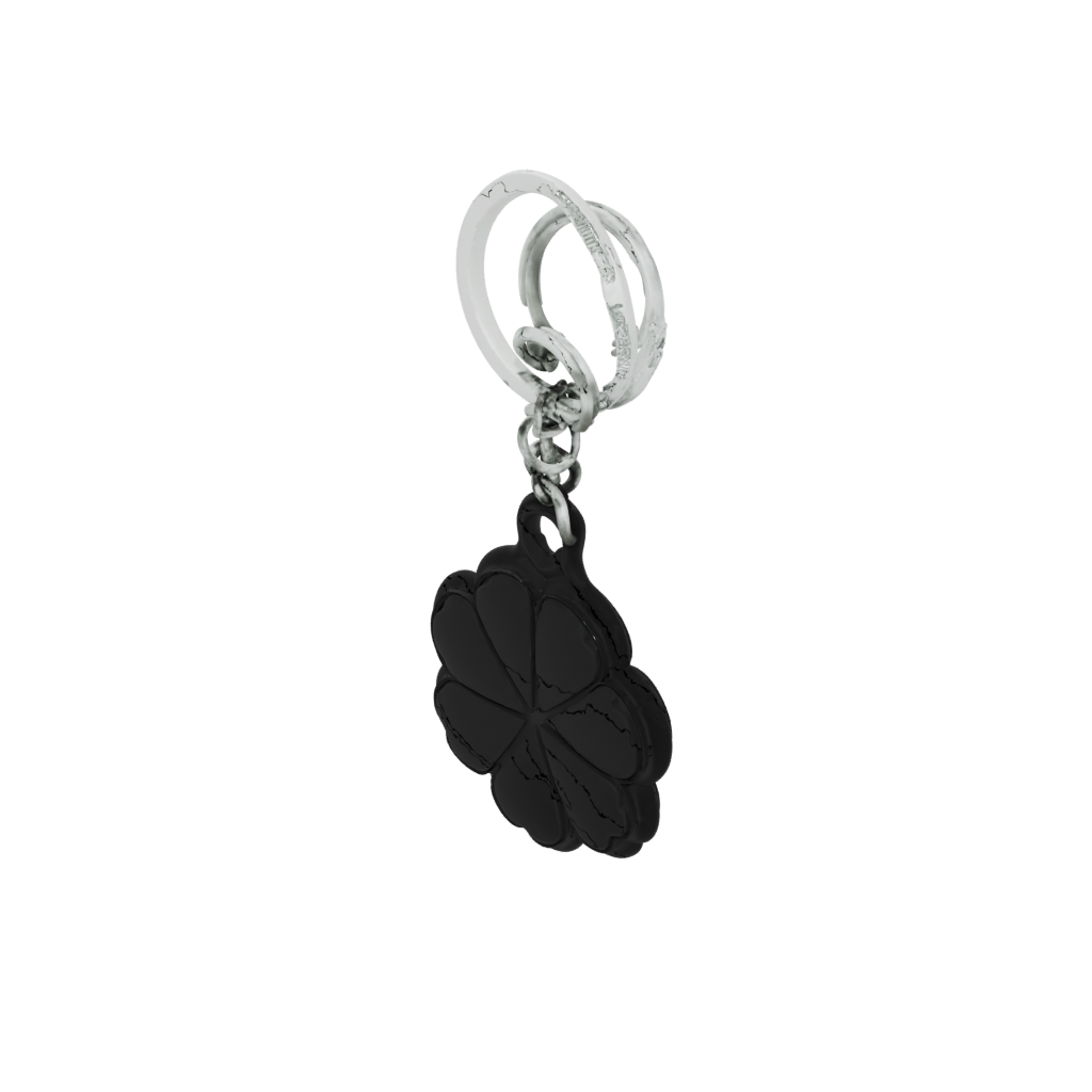 Obsidian 3D Four-Leaf Clover Charm