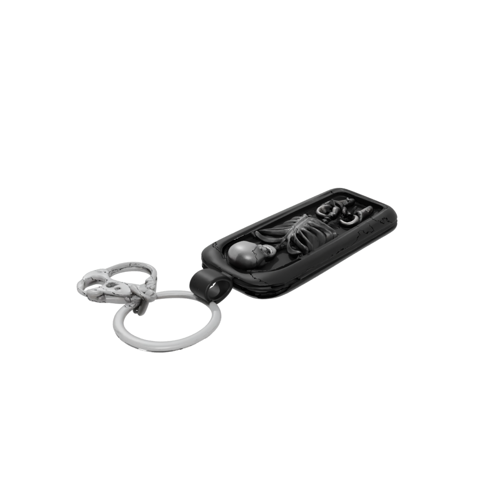 Obsidian 3D Key Skeleton Charm
