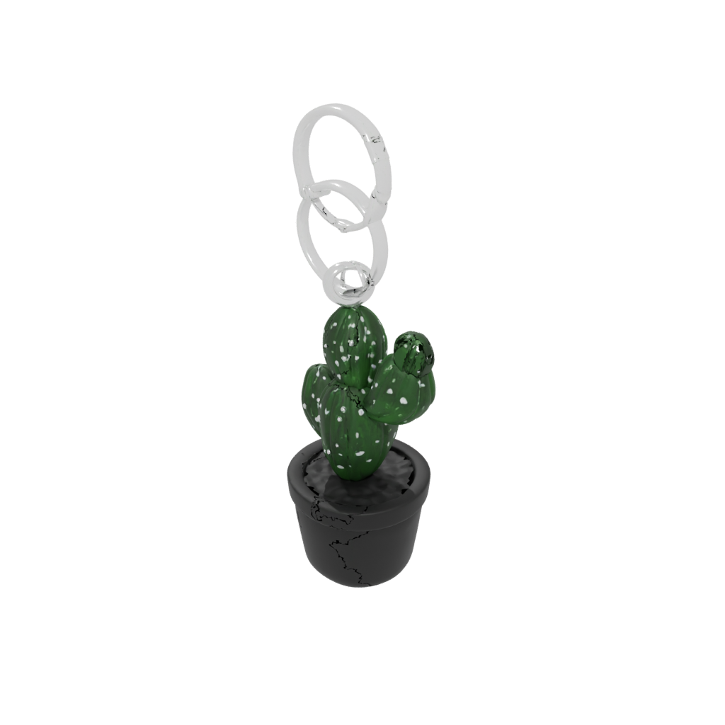 Obsidian 3D Mini Cactus Charm