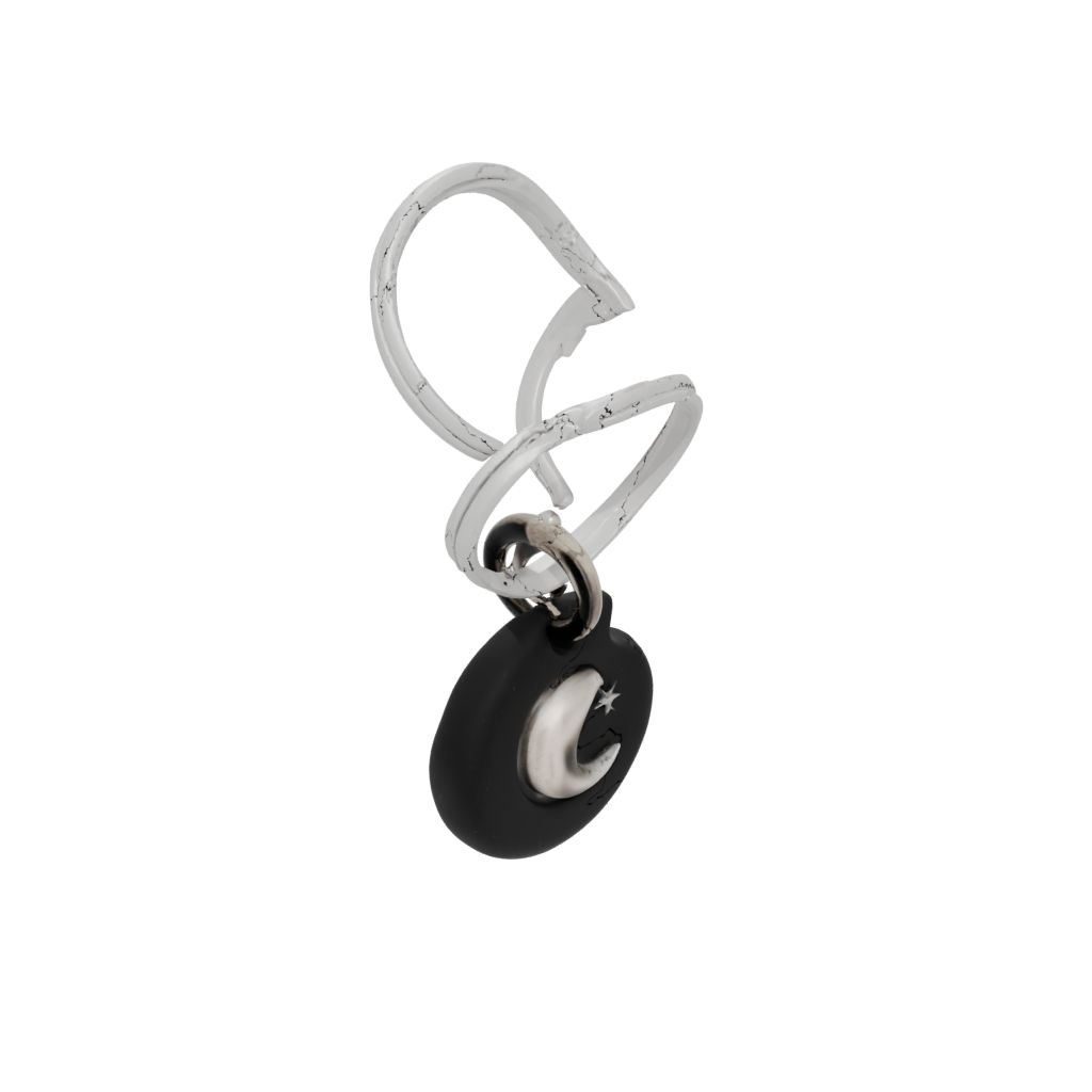 Obsidian 3D Moon Crescent Charm