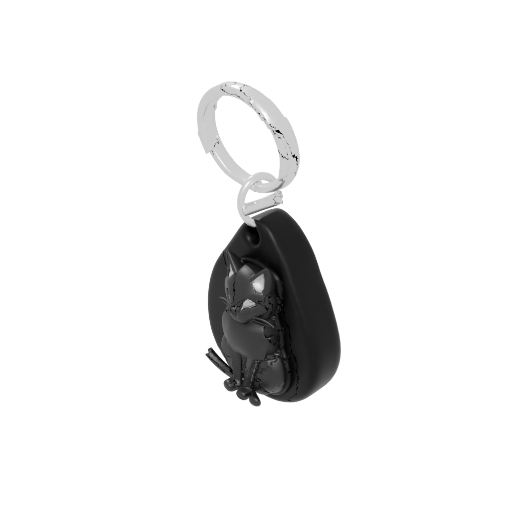 Obsidian Cat Silhouette Charm