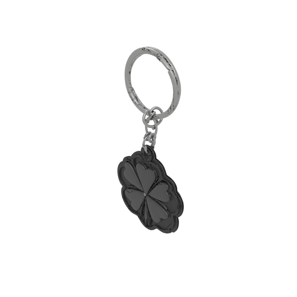 Obsidian Four-Leaf Clover Charm