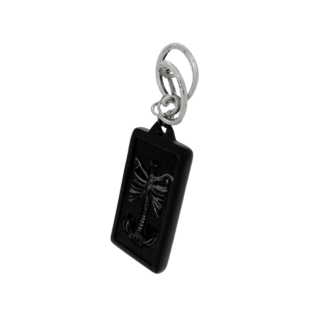Obsidian Key Skeleton Charm