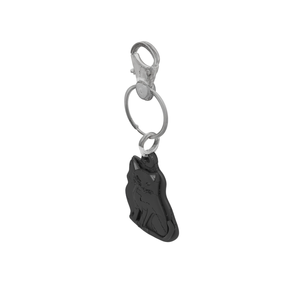 Obsidian Layered Cat Silhouette Charm