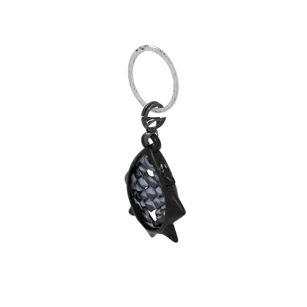 Obsidian Layered Fish Charm