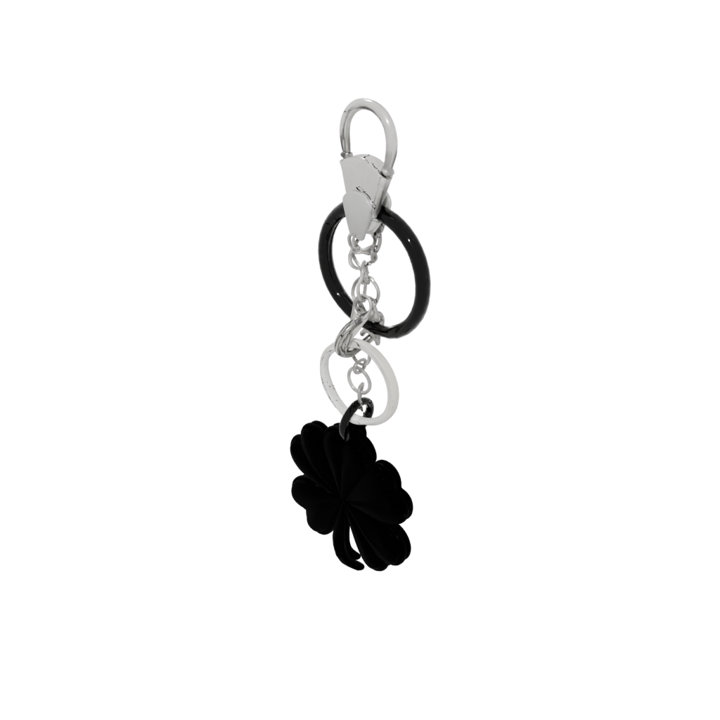 Obsidian Layered Four-Leaf Clover Charm