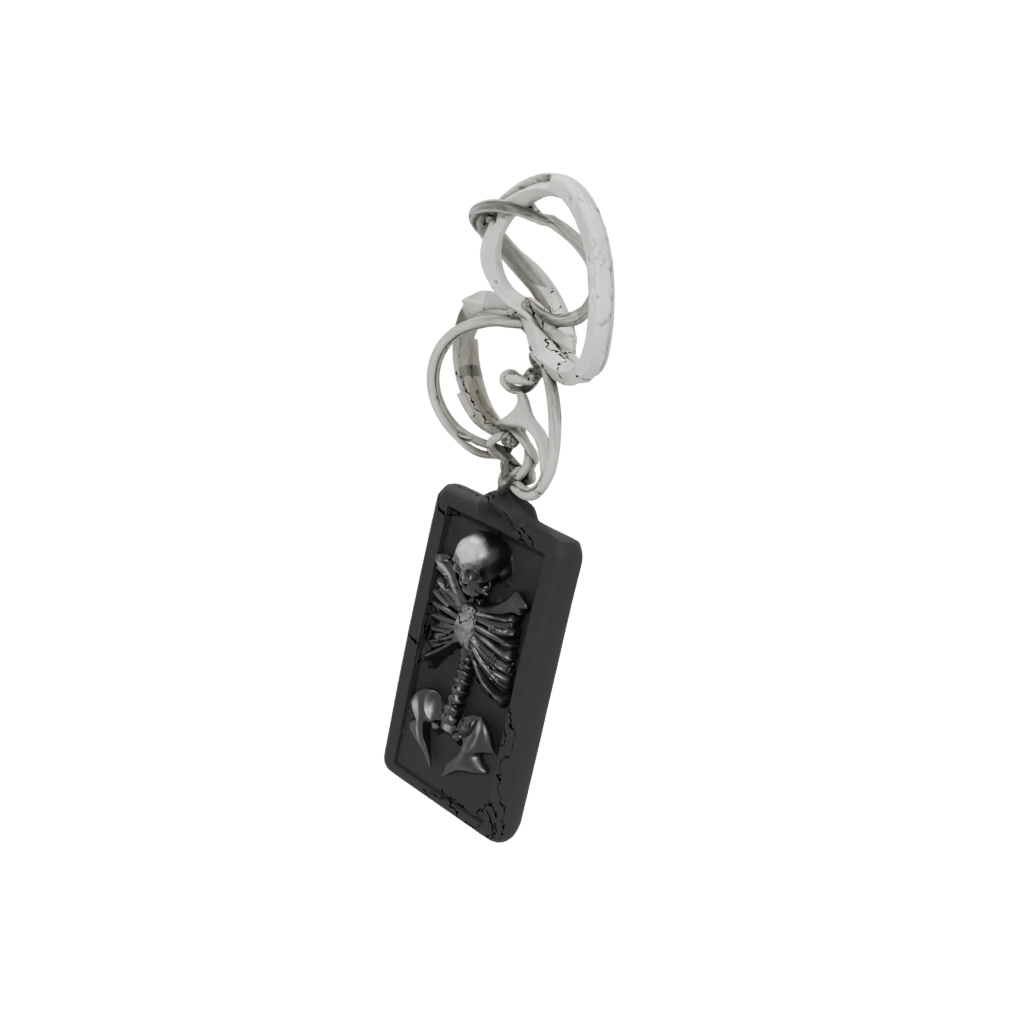 Obsidian Layered Key Skeleton Charm