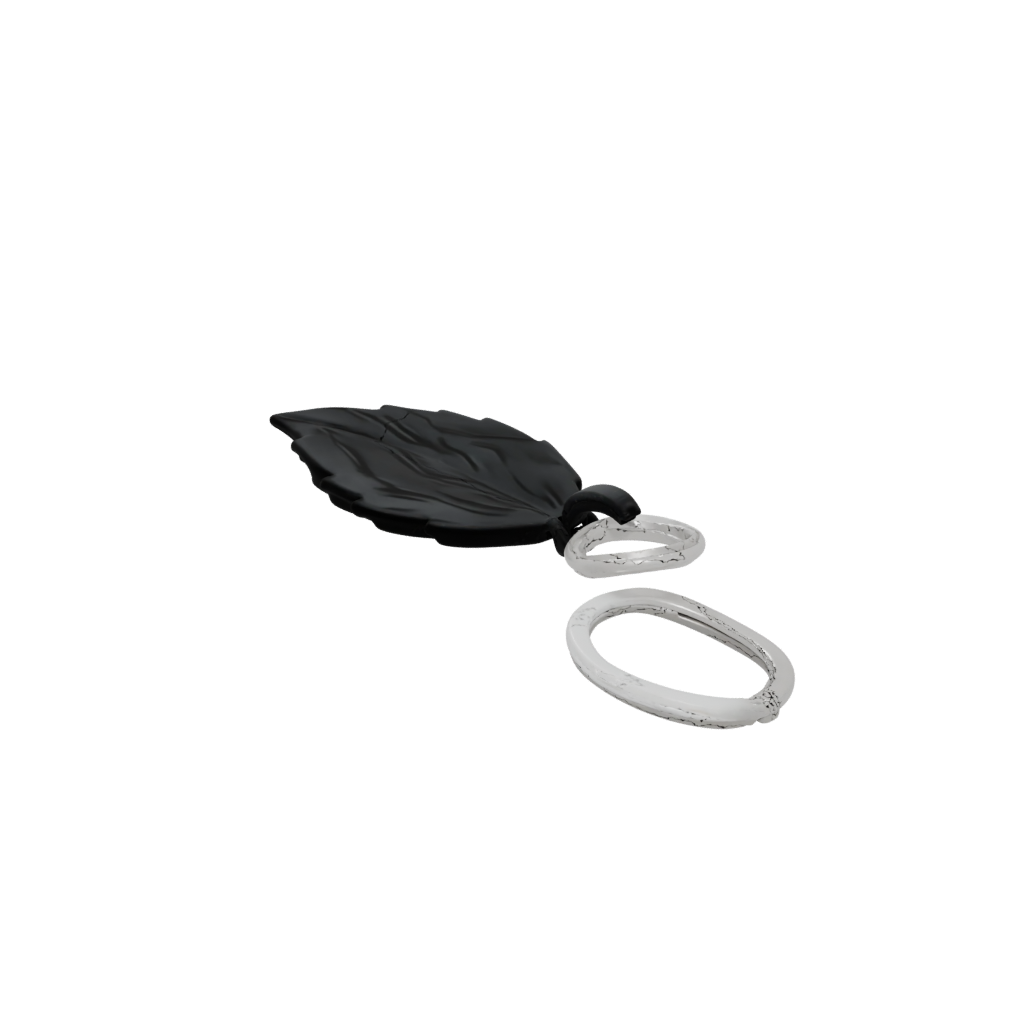 Obsidian Layered Leaf Charm