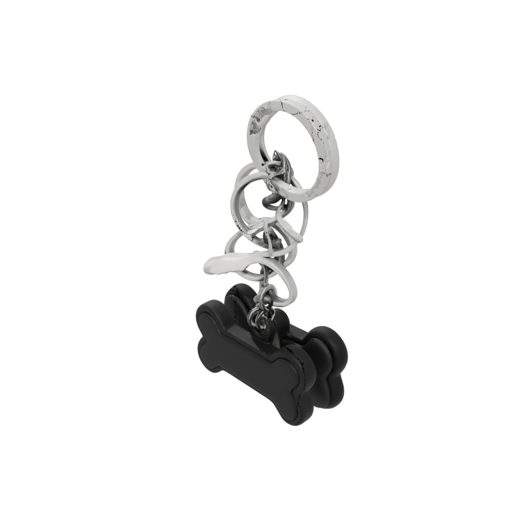 Obsidian Outline Dog Bone Charm