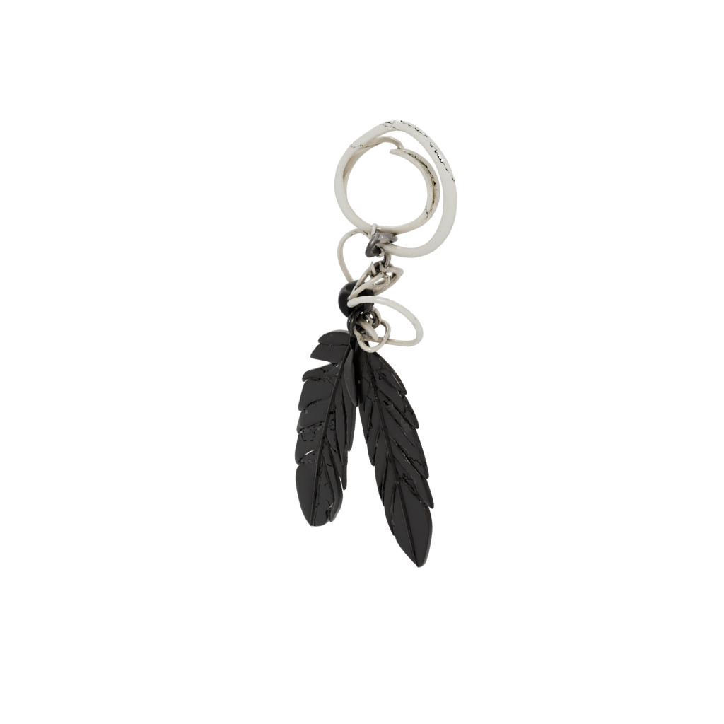 Obsidian Outline Feather Charm