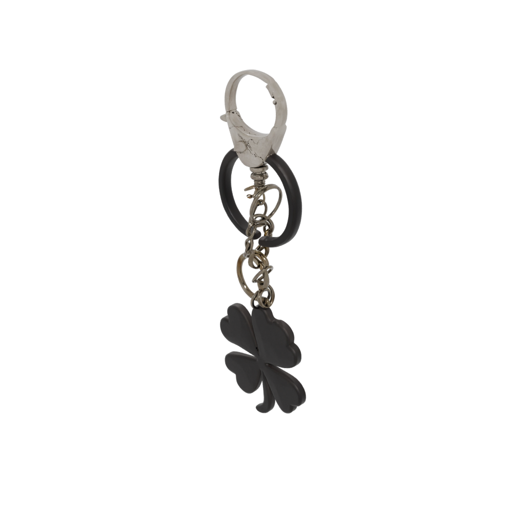Obsidian Outline Four-Leaf Clover Charm