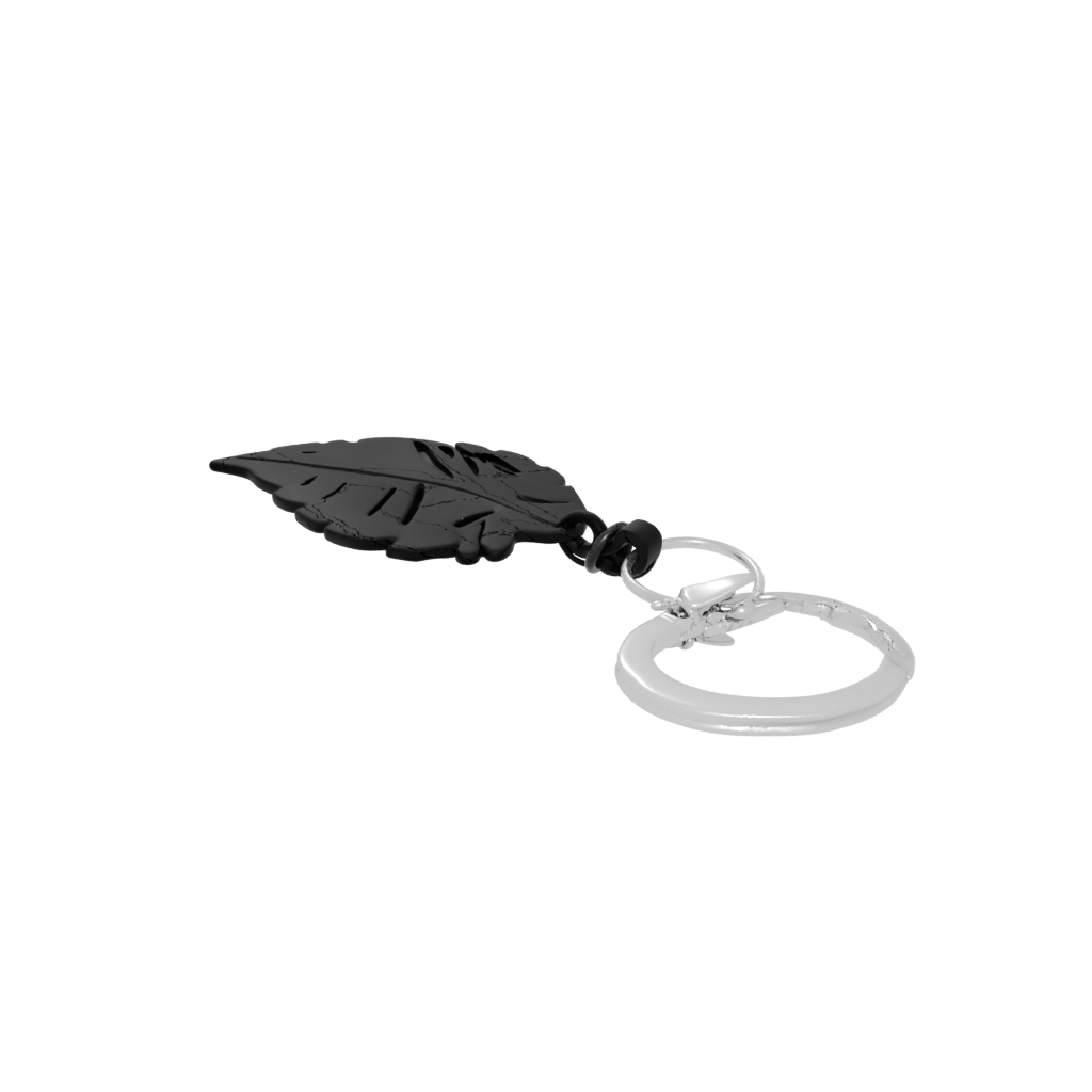 Obsidian Outline Leaf Charm