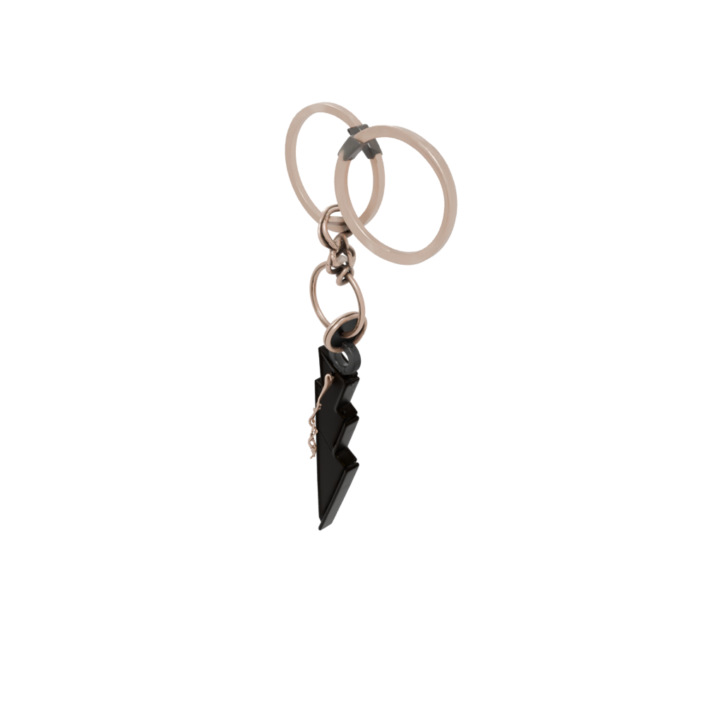 Obsidian Outline Lightning Bolt Charm