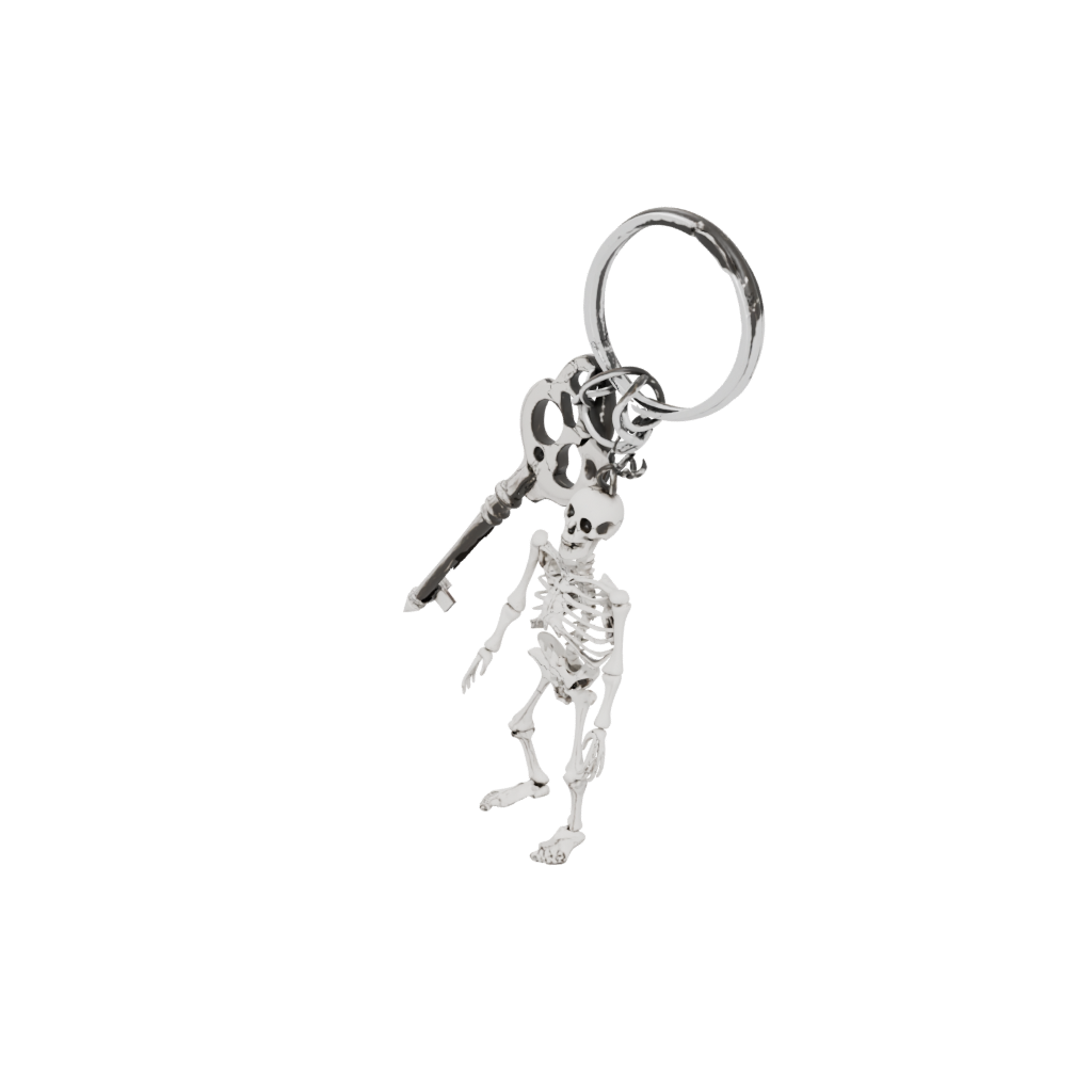 Pastel Outline Key Skeleton Charm