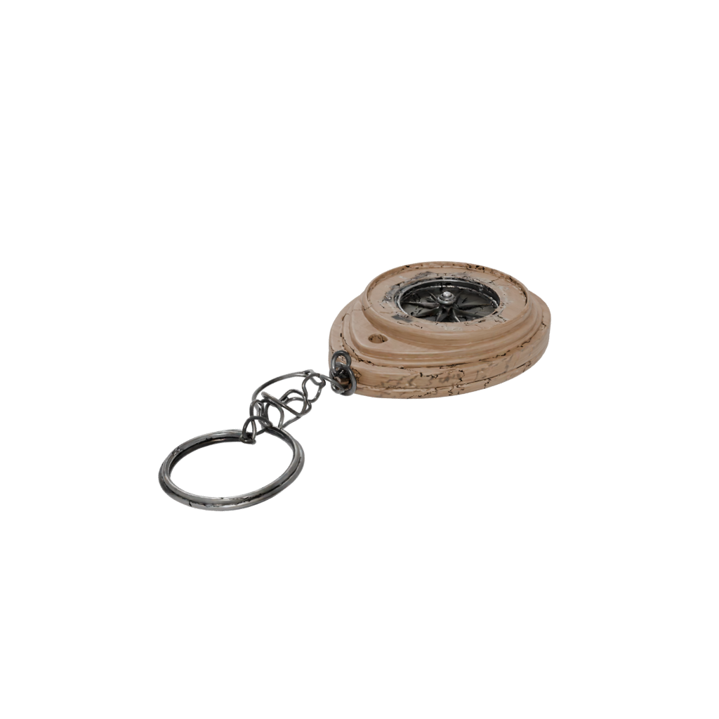 Woodgrain 3D Compass Charm