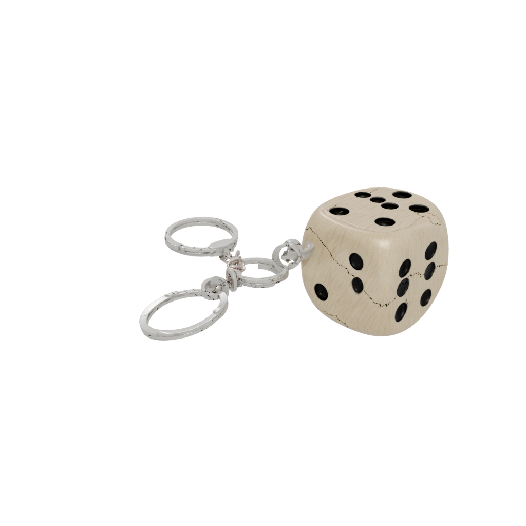 Woodgrain 3D Dice Holder Keychain