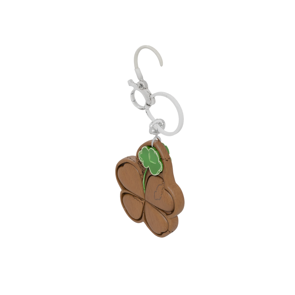 Woodgrain 3D Four-Leaf Clover Charm