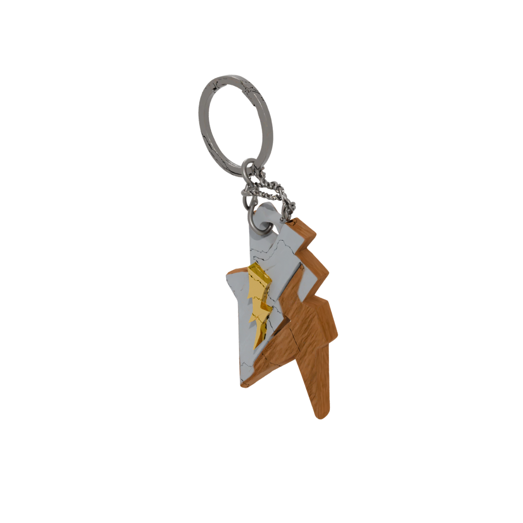 Woodgrain 3D Lightning Bolt Charm