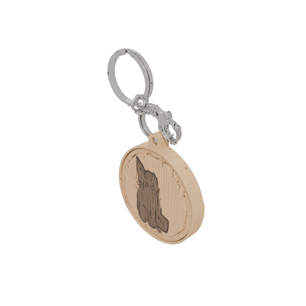 Woodgrain Cat Silhouette Charm