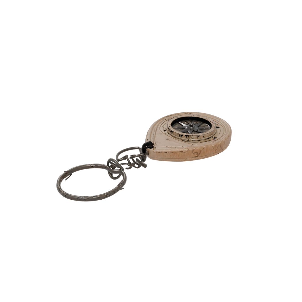 Woodgrain Compass Charm