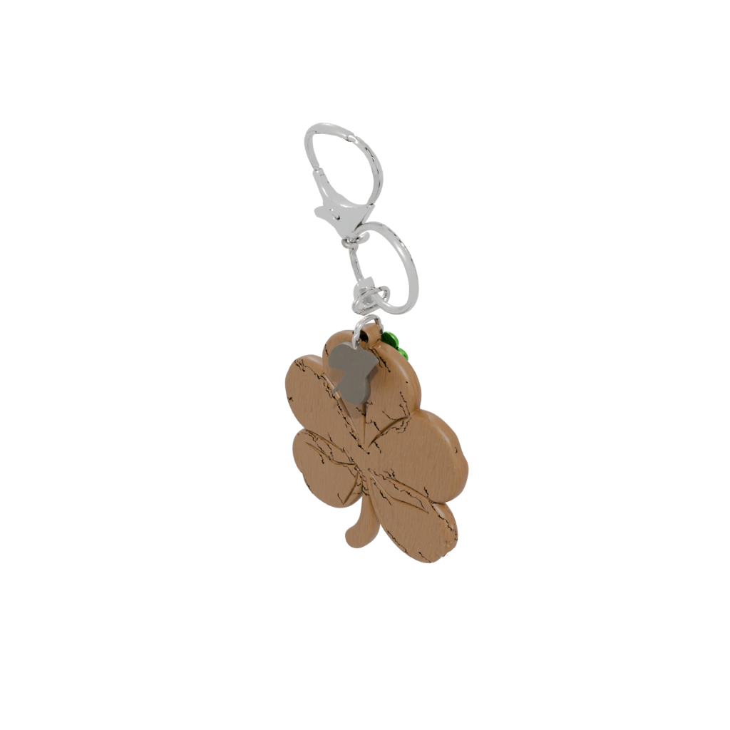 Woodgrain Four-Leaf Clover Charm