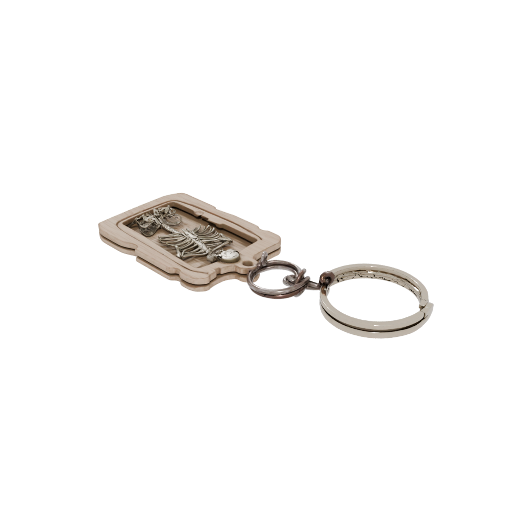Woodgrain Key Skeleton Charm