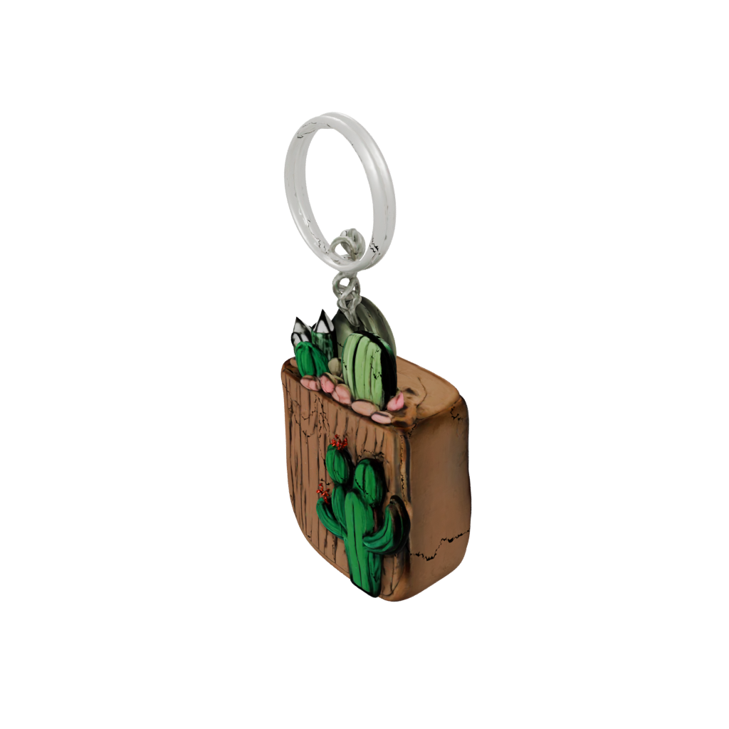 Woodgrain Mini Cactus Charm