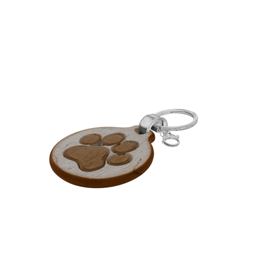 Woodgrain Paw Print Charm